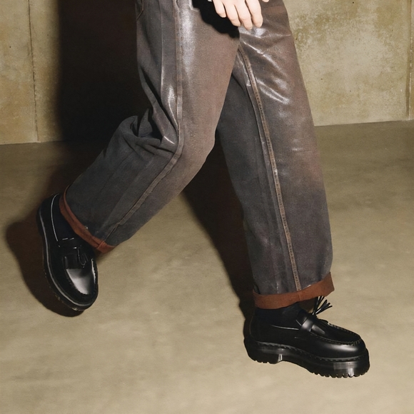 NWT Dr. Martens | Vegan Adrian Felix Platform Black Tassel Loafers, Mens 10 - Picture 2 of 13